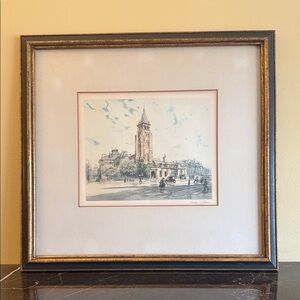 Framed Architectural Print with Gold Frame